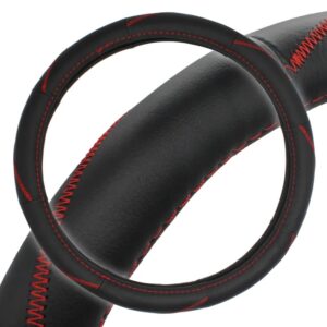Black Leather Steering Wheel Cover 38cm